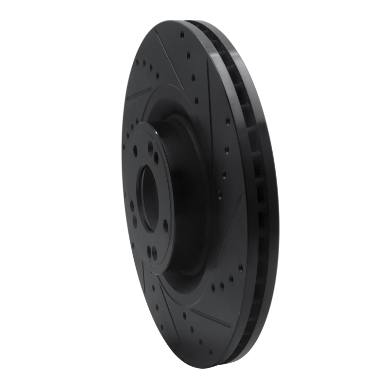 Genesis G80 Brake Rotor (1) - Front Right - R1 Concepts - Drilled & Slotted - Black - `12-`17